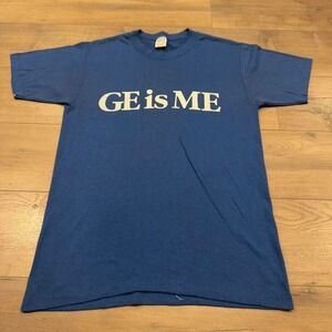 Vintage 80's faded blue true vintage tee GE is ME t-shirt Size M Sportswear tag